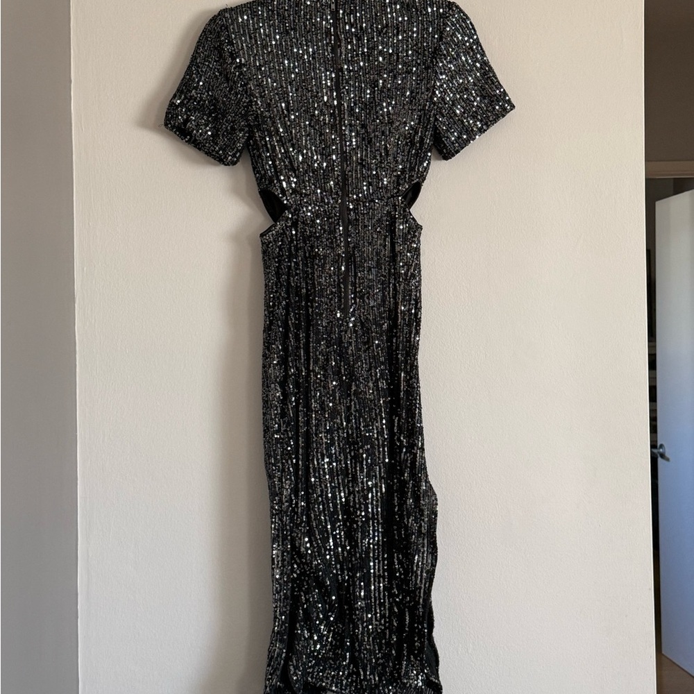 C/MEO Collective Lustre Black Sequin Cut Out Midi Dress - Picture 10 of 11